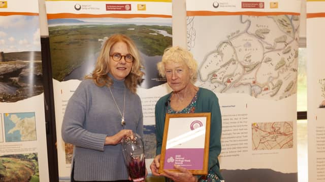 Paula Harvey, named the 2025 Heritage Hero by The Heritage Council, is pictured with Virginia Teehan ahead of the National Heritage Awards ceremony at the Royal Hospital Kilmainham