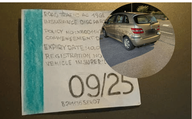 Driver due in court over handwritten insurance disc with crayon