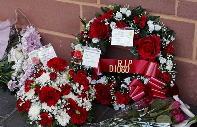 Tributes to Diogo Jota outside Anfield (Peter Byrne/PA)