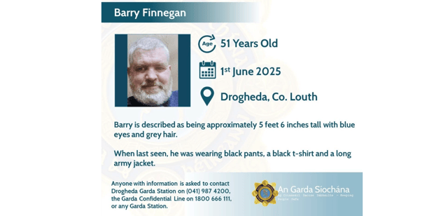 Gardai report man (51) missing amid concern for his welfare