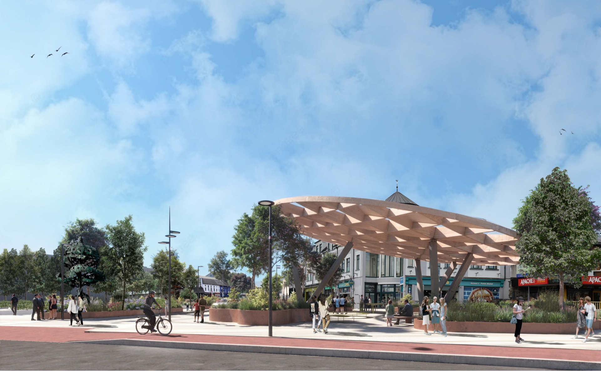 The proposed new timber and glass covered amenity space at Potato Market, part of the proposed €20m rejuvenation of Carlow Town.
