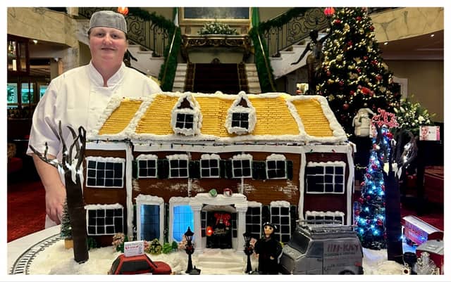 Clare Purcell with her now annual spectacular gingerbread creation