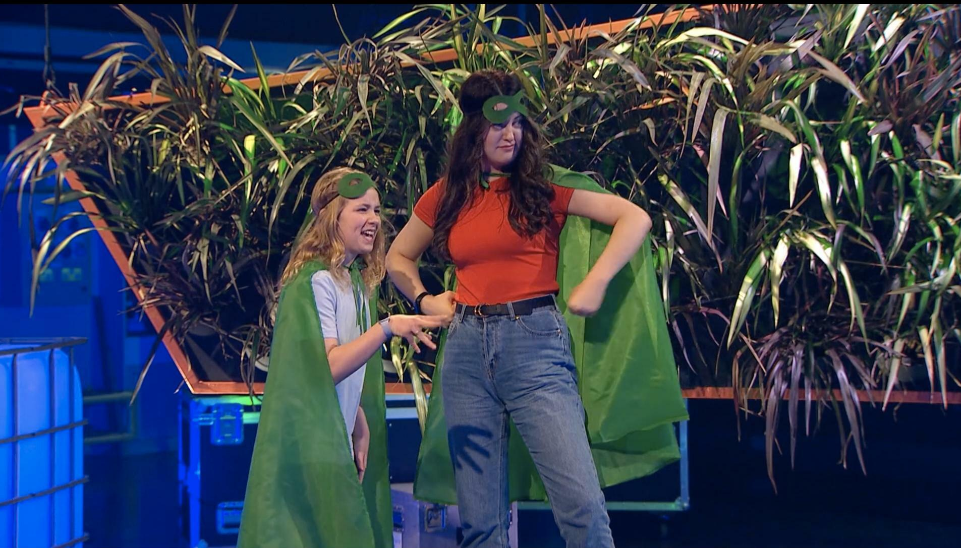 MC Fitzpatrick pictured with young inventor Kate on the latest episode of Whats Next