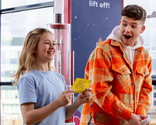 Youtuber Adam Beales with contestant Kate Butler from Carlow
