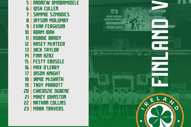 The full Irish squad is listed below. 