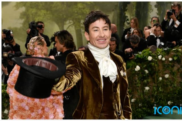 Oscar nominee Keoghan appeared to take inspiration from the Victorian era as he sported an eye-catching look by Burberry, made up of an olive velvet tailored suit and waistcoat, teamed with a ruffled cream shirt with a necktie and a black top hat.