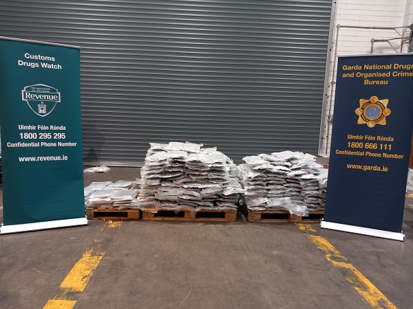 The drugs, which have been sent for analysis, have an estimated value of €2.4 million
