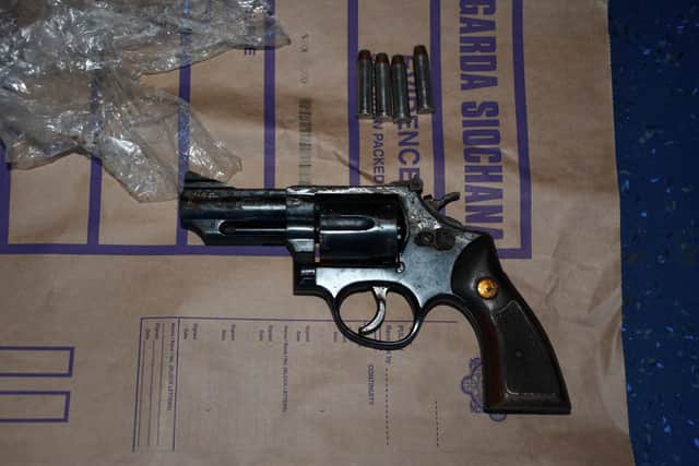 Two firearms were recovered by gardaí in Ballyfermot following a search of a local park last Saturday while on Tuesday cannabis with an estimated value of €80,000 was seized when members of the Dublin Crime Response Team conducted a planned search of a residential property in Fortunestown, Dublin 24. One man, in his 40s, was subsequently arrested and charged.