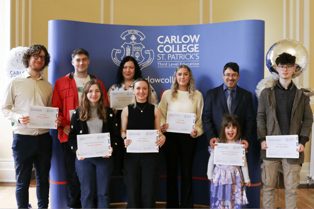 Carlow students celebrate their scholarship awards, Photo: Carlow College