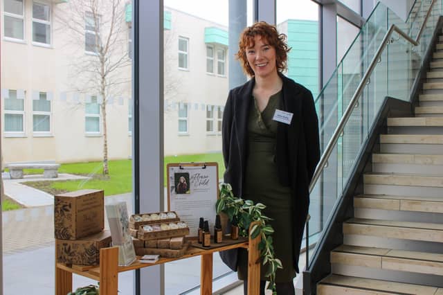 Alexandria Kelly, Carlow-based business owner and founder of Flower Child, is pictured with her range of candles, fragrance sprays, and wax melts made from natural ingredients