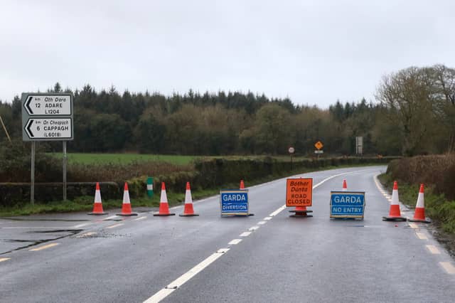 The scene of the collision in west Limerick this Wednesday morning. The road remains closed with local diversions in place | PICTURE: Brendan Gleeson