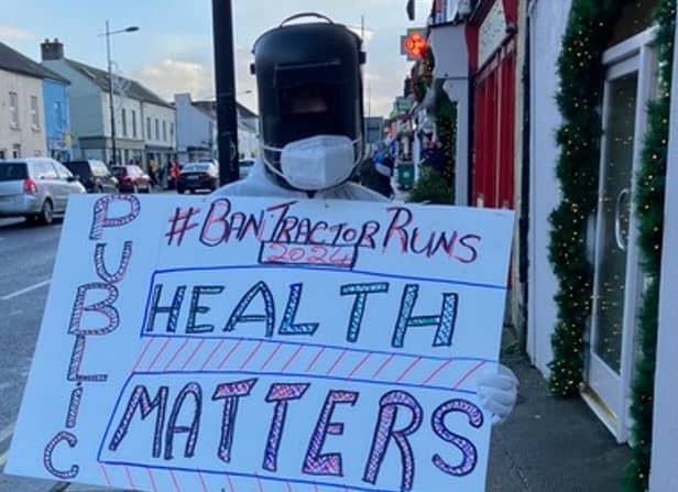 Tom Roche at the launch of his 'Ban Tractor Runs' campaign in Tullamore