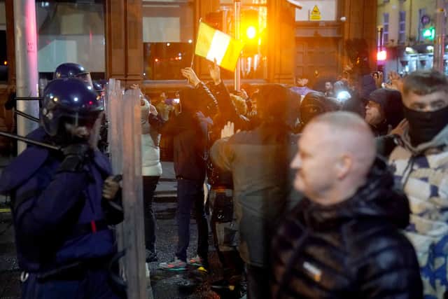 He said some individuals were using a tragic event which is under investigation “for their own ends… and a hooligan faction who are only interested in causing damage and mayhem in the city centre and they’re using the opportunity for that as well”.