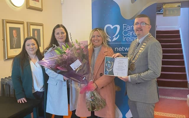 Danielle Dunne, Family Carers Ireland; Laura Murphy, Netwatch; Leona O’Malley, Netwatch Carlow Family Carer of the Year and Cllr Tom O’Neill, Mayor of Carlow.