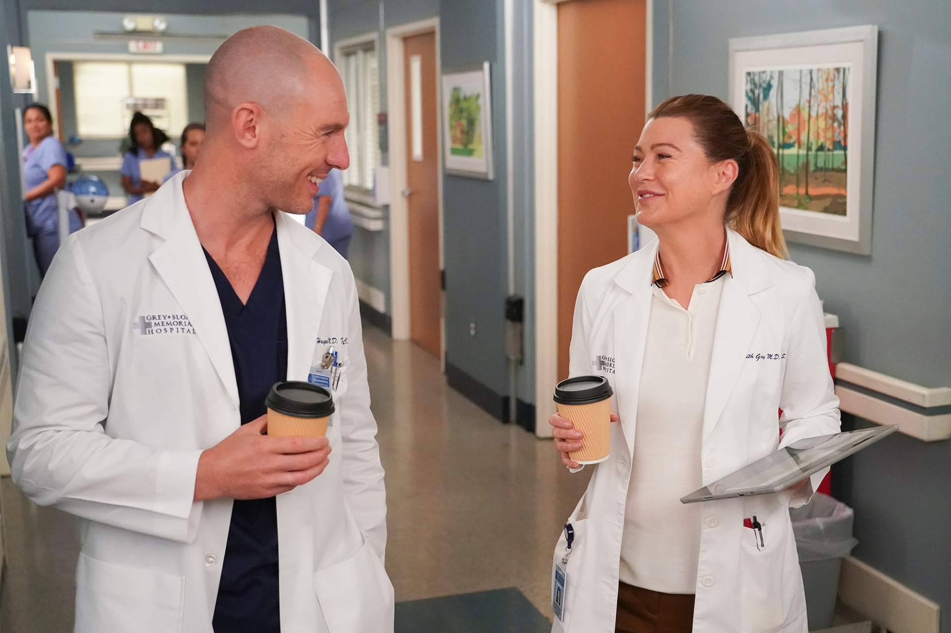 PICTURE: Richard Flood and Ellen Pompeo on the set of Grey's Anatomy
