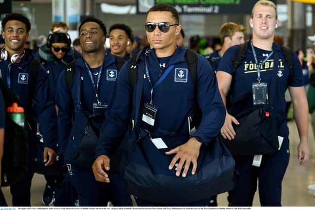 The Aer Lingus College Football Classic fixture between Notre Dame and Navy takes place in Dublin's Aviva Stadium this weekend.