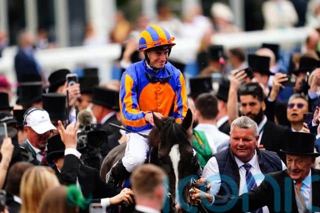 However, Roger Varian’s imposing runner soon had a target on his back and with Auguste Rodin eating into King Of Steel’s advantage with every stride, the highly-regarded colt was soon powering his way to pass that rival to give Moore his third Derby victory.