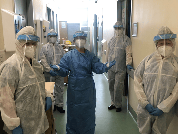 Portlaoise hospital ICU staff in PPE during 2020