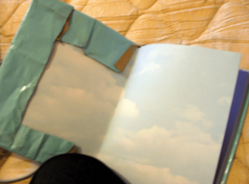 Wallpapered school books...