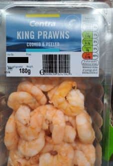 Certain batches of Centra King Prawns are being recalled from sale due to mislabelling with incorrect use-by dates.
