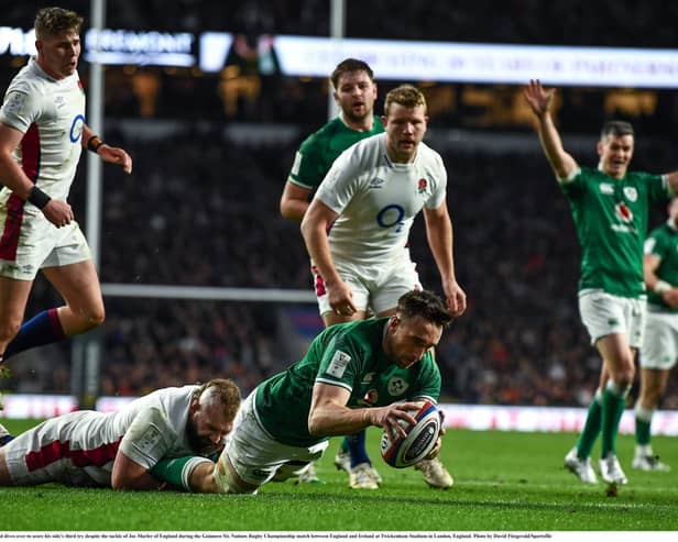 Jack Conan scores Ireland's third try late in the second half PIC: Sportsfile