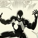 Mike Zeck’s artwork for page 25 of Marvel Comics’ Secret Wars No 8 brings the first appearance of Spidey’s black suit.