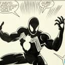 Mike Zeck’s artwork for page 25 of Marvel Comics’ Secret Wars No 8 brings the first appearance of Spidey’s black suit.