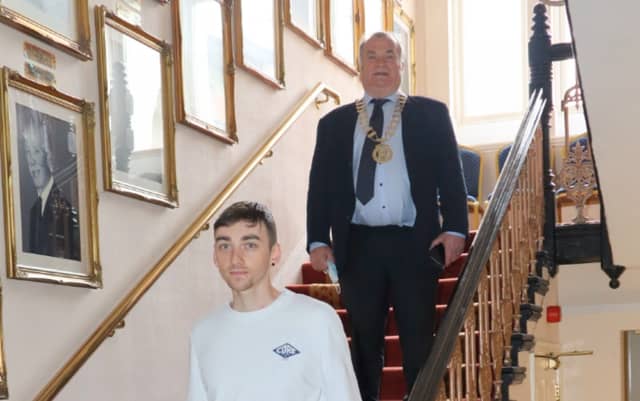 Pictured: Netwatch Carlow Family Carer of the Year Luke Maher with Mayor of Carlow Cllr. Ken Murnane.