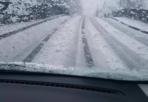 Dangerous driving conditions as snow falls in Offaly