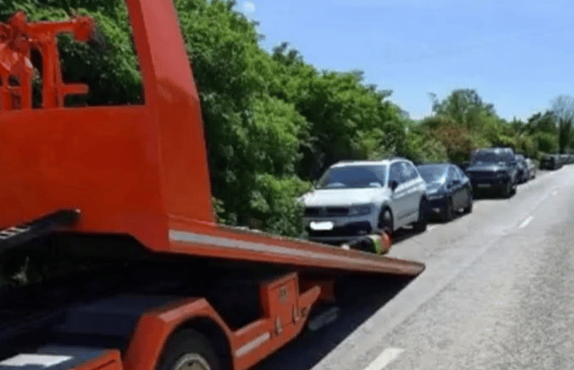 A tow truck at the scene