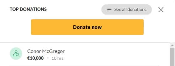Late last night, McGregor made the sizable €10,000 donation to the fundraiser to join the list of other high-profile sports stars that have rowed in behind the campaign for Dan Donoher from Ballybrittas, Co. Laois.
