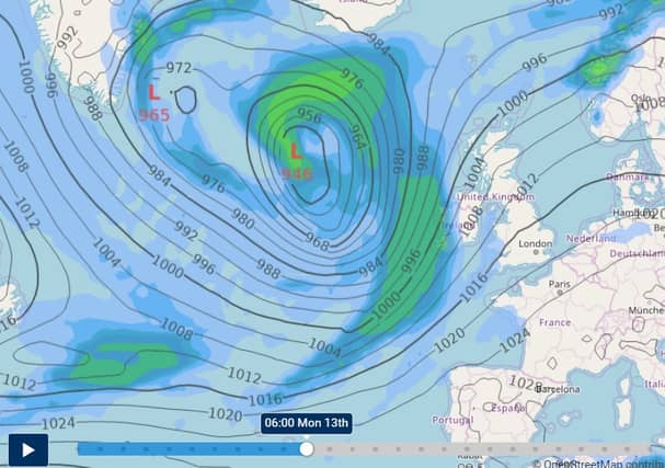 Met Eireann weather chart shows big weather system in Atlantic