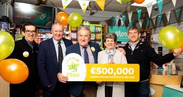 From left; Joseph O’Toole manager, John Williams National Lottery, Joe and Deirdre O’Toole owners, John O’Toole (Joe O’Toole & Sons machinery manager)
