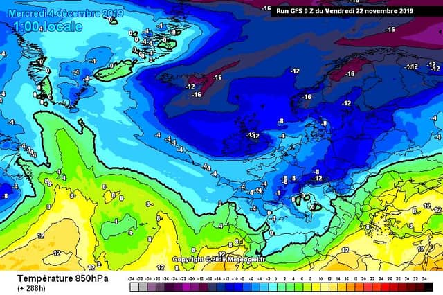 Temperature charts for December 4