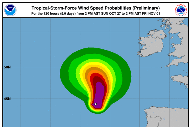 Both were unusual in that the tracked over Ireland. Pablo is even more unusual because of its location not that far of the coast of Spain and Portugal on being defined as a hurricane. More below picture.