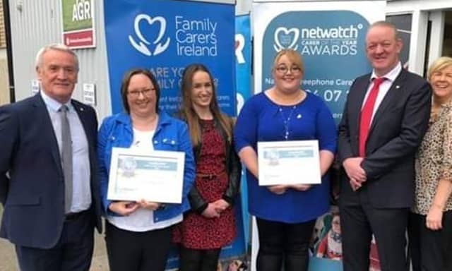 Pat Grogan Regional Manager, Lucy Meaney Carlow Carer of the Year, Mary Walsh Carer Supports Manager, Linda Comerford Kilkenny Carer of the Year and Mick Galwey
