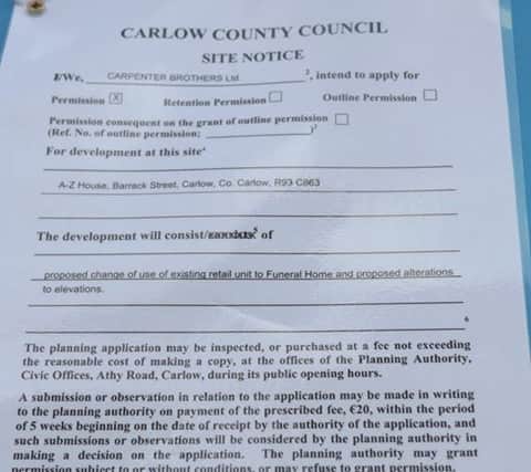 See the planning notice below: 