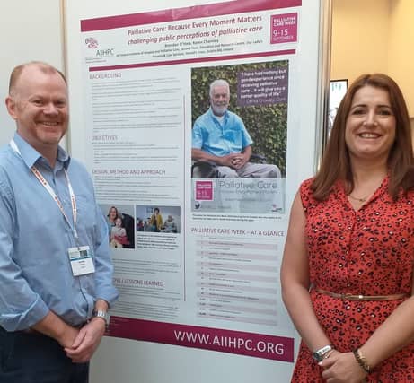 Brendan O’Hara, Programme Manager at AIIHPC, and Karen Charnley, AIIHPC Director, review Palliative Care Week 2018
