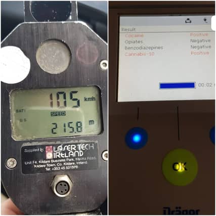 Pic: An Garda Siochana Twitter. Motorist in Kildare tested positve for cocaine and cannabis