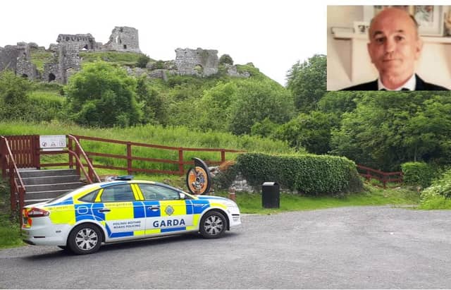 Garda search at Rock of Dunamaise - inset missing man William Delaney.