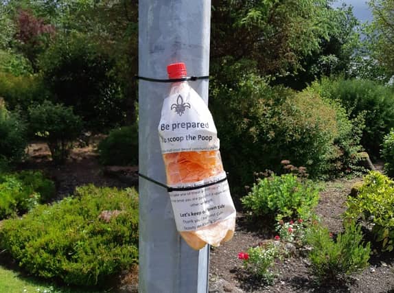 A picture of the poop bag dispenser just outside Bagenalstown