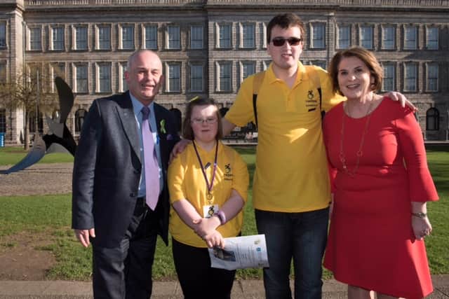 Francesca (pictured below with Paul) read the poem as part of presentations by people with Down Syndrome at the Committee on the Rights of Persons with Disabilities.