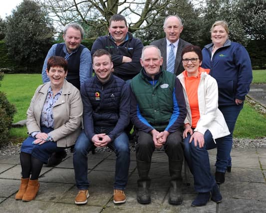 Michael Somers, back left, Kilkenny Teagasc Forestry Advisor, with Teagasc staff and members of the host farm family
