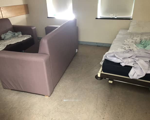 Makeshift beds at the Department of Psychiatry
