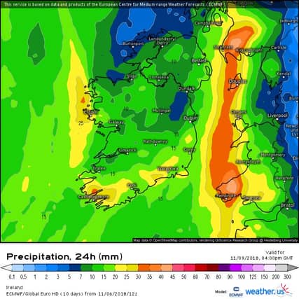 Looks like up to 15mm of rain could fall in Carlow on Friday