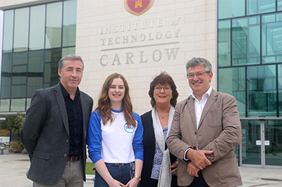 Rachel Mulhall pictured with, from left: John Trehy, Deputy Head of Lifelong Learning; Judy Murphy, Career Guidance Officer and Larry Banville, Programme Director, MSc SCM