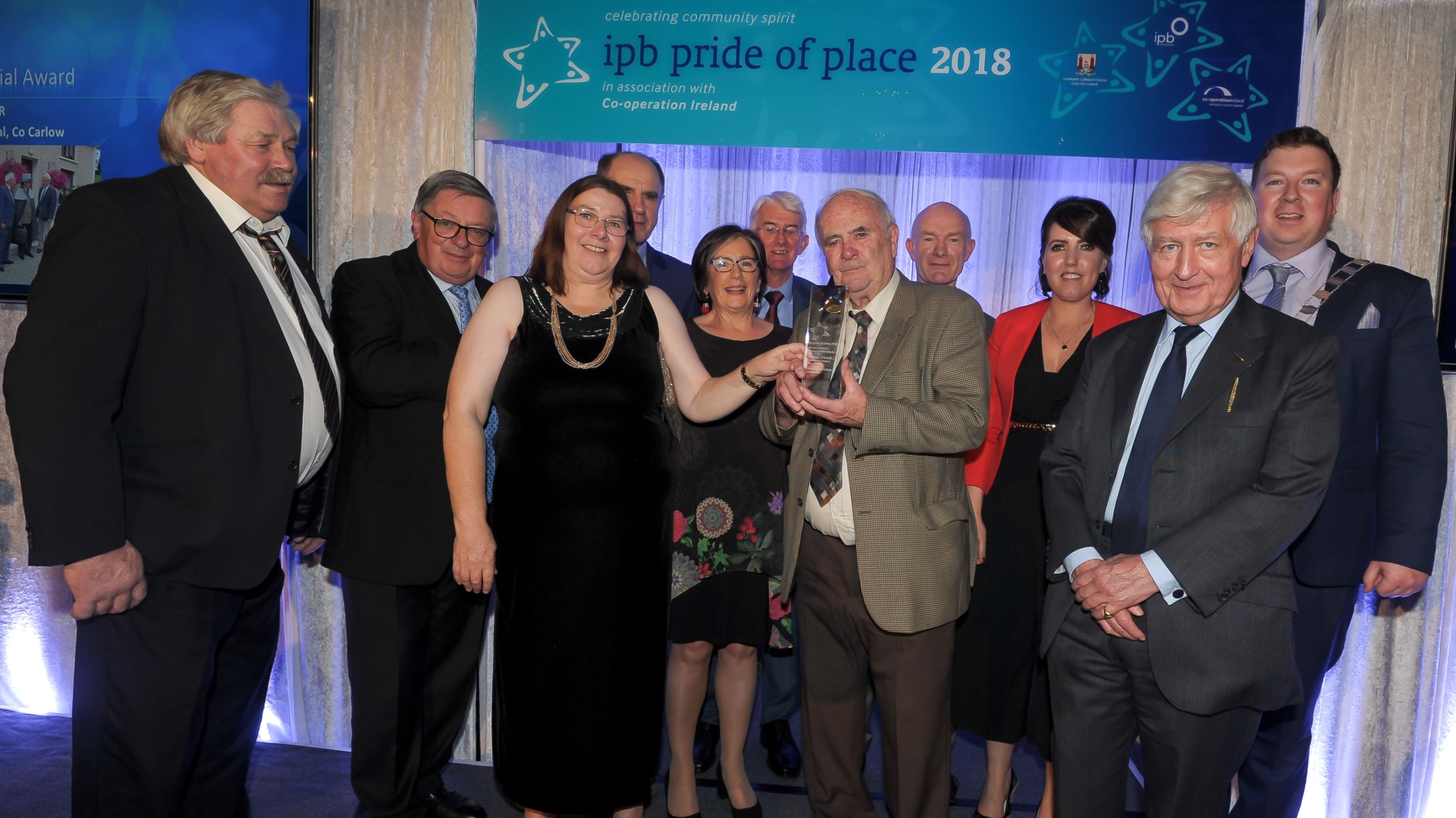 Representatives from Clonegal, Carlow, receiving their award for the Special Awards category, at the IPB 'Pride of Place' awards ceremony