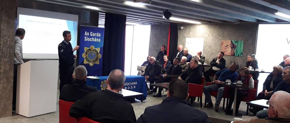 Community Policing Sergeant Conor Egan addresses those present