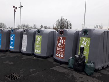 A picture of the illegal dumping at the new bottle banks in Haymarket