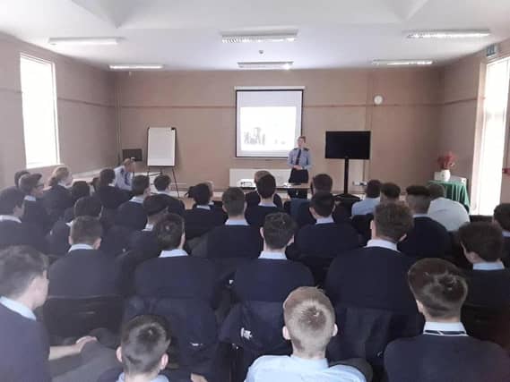 The TY students listen to the Carlow Gardaí